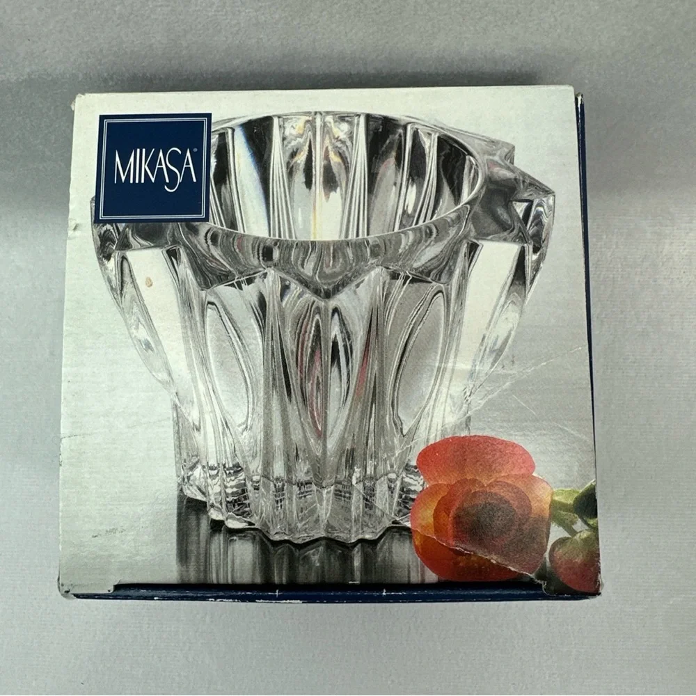Mikasa Crystal Votive Glass Decorative Sigma Candle Holder